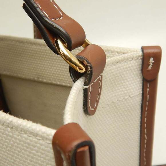 BURBERRY Mini Freya Tote 8044141 Bag Canvas x Leather Natural Brown Women's 2... - Picture 10 of 16